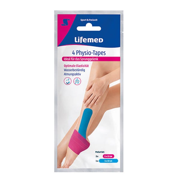 Lifemed 4 Physio-Tapes farbig sortiert "Sprunggelenk" 2 Größen, 1 Pack 4 St