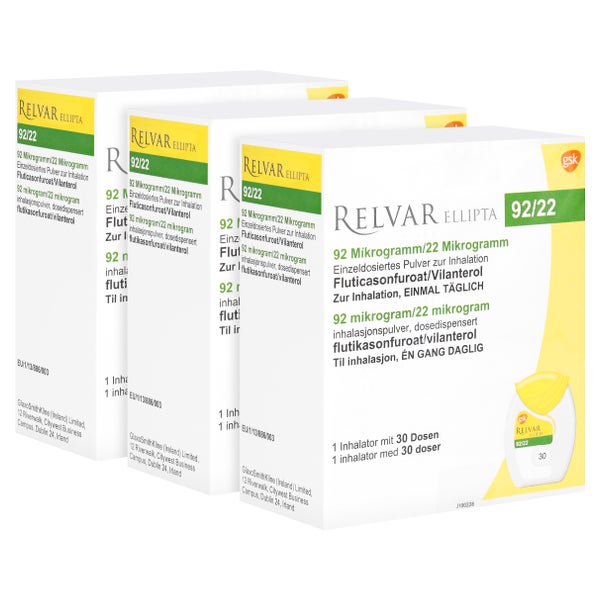 RELVAR Ellipta 92 Mikrogramm/22 Mikrogramm 3X30 St