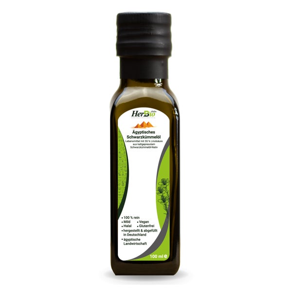 HerbBio Ägyptisches Schwarzkümmelöl gefiltert und kaltgepresst 100 ml
