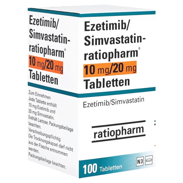 EZETIMIB/Simvastatin-ratiopharm 10 mg/20 mg Tabl. 100 St