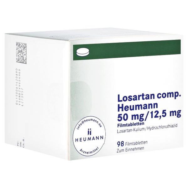 LOSARTAN comp. Heumann 50mg/12,5mg Filmtabletten 98 St