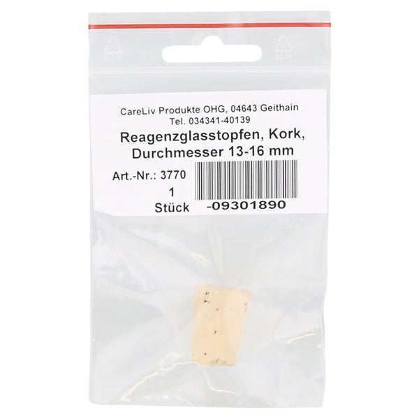 Reagenzglas Stopfen Kork 13-16 mm Durchm 1 St