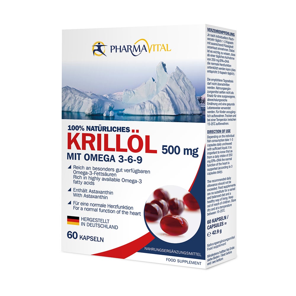Natürliches Krillöl 500 mg Prem.+Omega 3 60 St