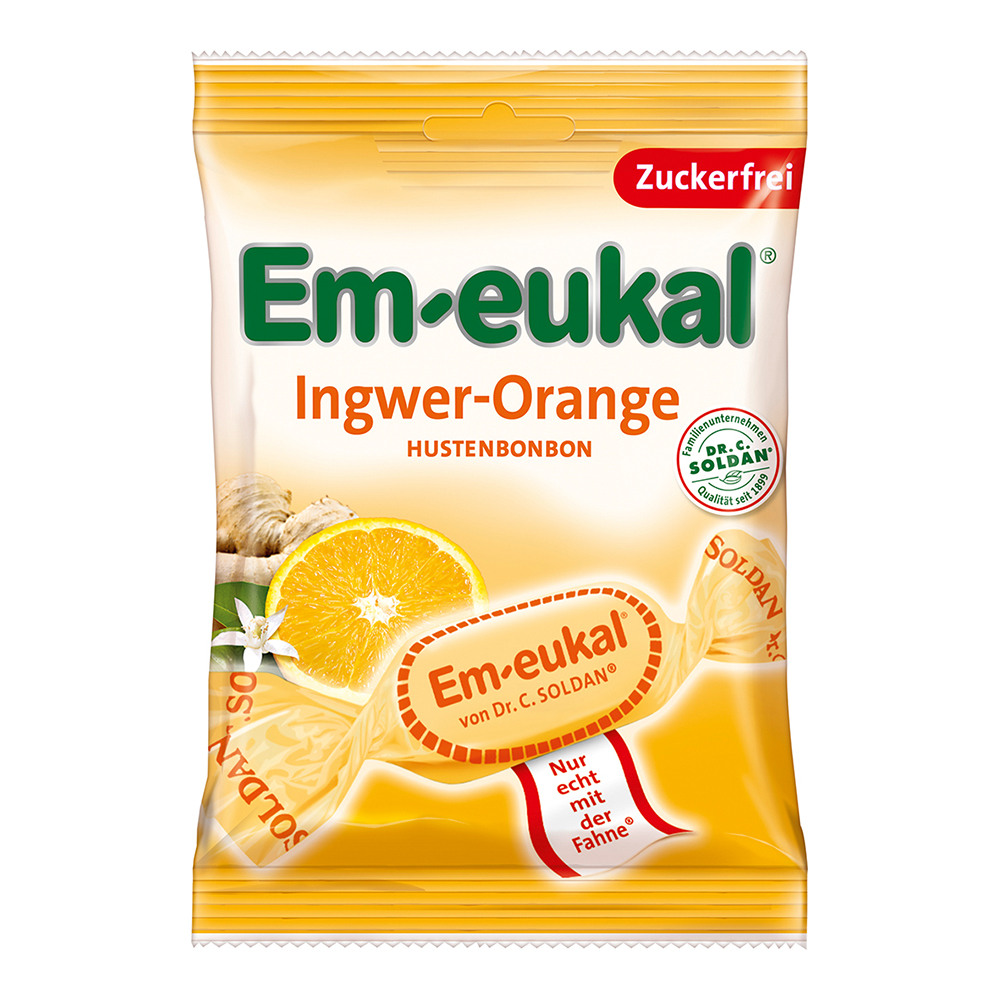 EM Eukal Bonbons Ingwer-Orange Bonbons zuckerfrei 75 g
