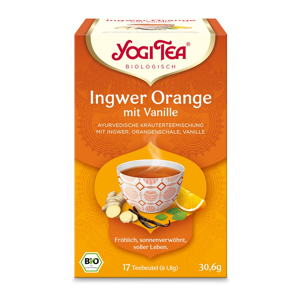 YOGI TEA, Ingwer Orange mit Vanille, Bio Kräutertee 17X1,8 g