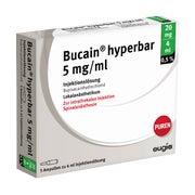 BUCAIN hyperbar 0,5% 5mg/ml Inj.L.20mg/4ml Gl.Amp. 5X4 ml