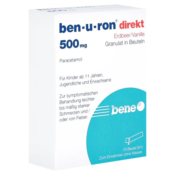 Ben-u-ron Direkt 500 mg Granulat Erdbeer 10 St