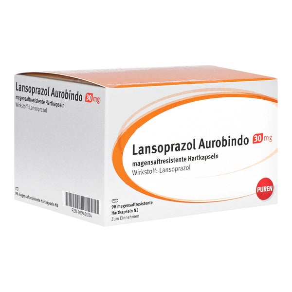 LANSOPRAZOL Aurobindo 30 mg magensaftres.Hartkaps. 98 St