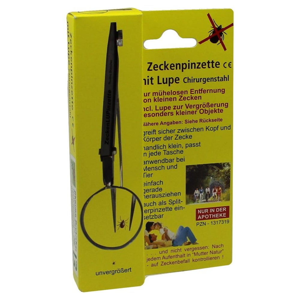 Zeckenpinzette Chirurgenstahl mit Lupe 1 St