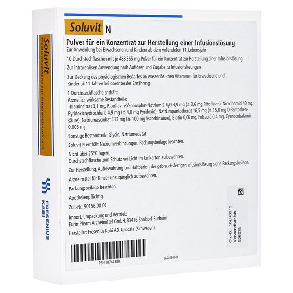 Soluvit N Plv.f.e.konz.z.her.e.infusions - Reimport 10X10 ml