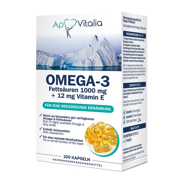 Apovitalia Omega-3 Fettsäuren 1000mg+12m 100 St