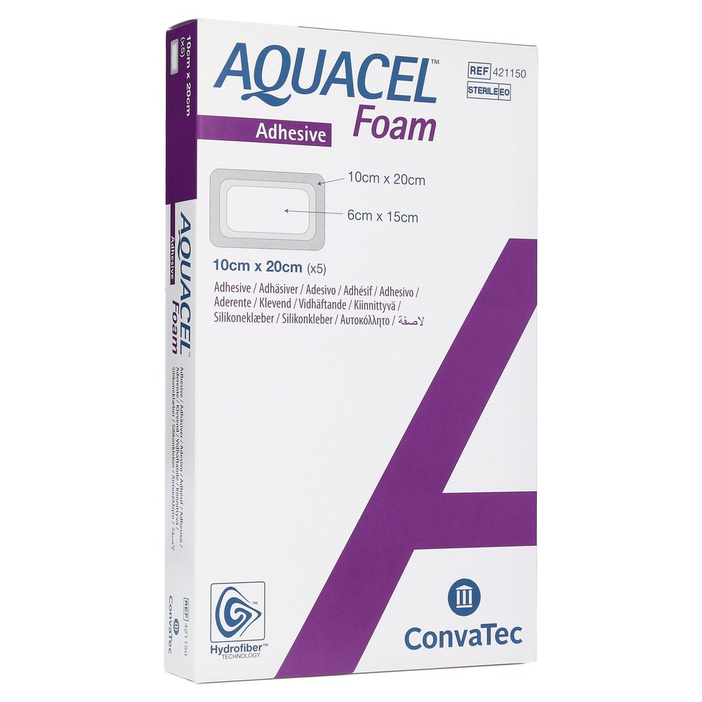 Aquacel Foam Adhäsiv 10x20 cm Verband 5 St