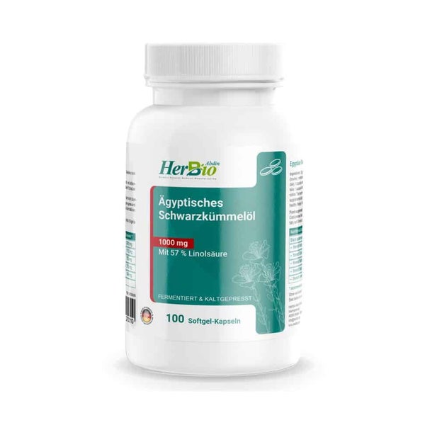 HerbBio Ägyptisches Schwarzkümmelöl hochdosiert 1000mg 100 St