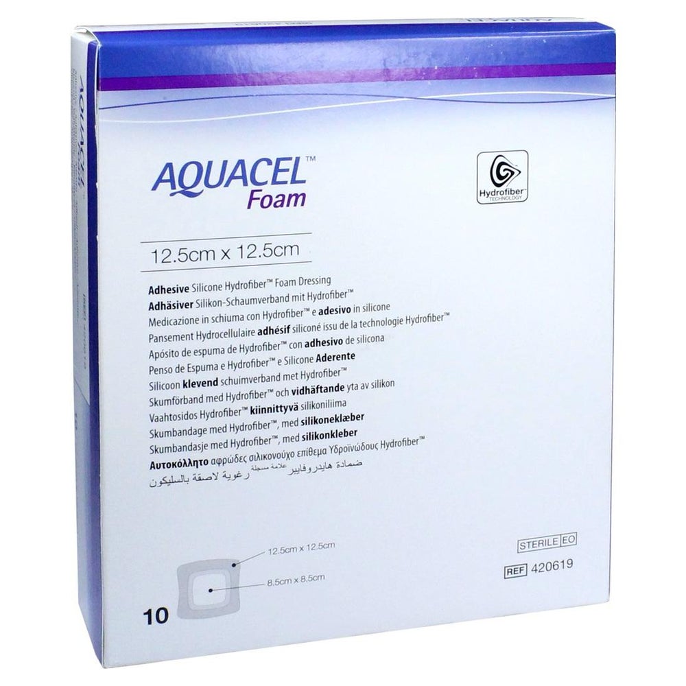 Aquacel Foam Adhäsiv 12,5x12,5 cm Verban 10 St