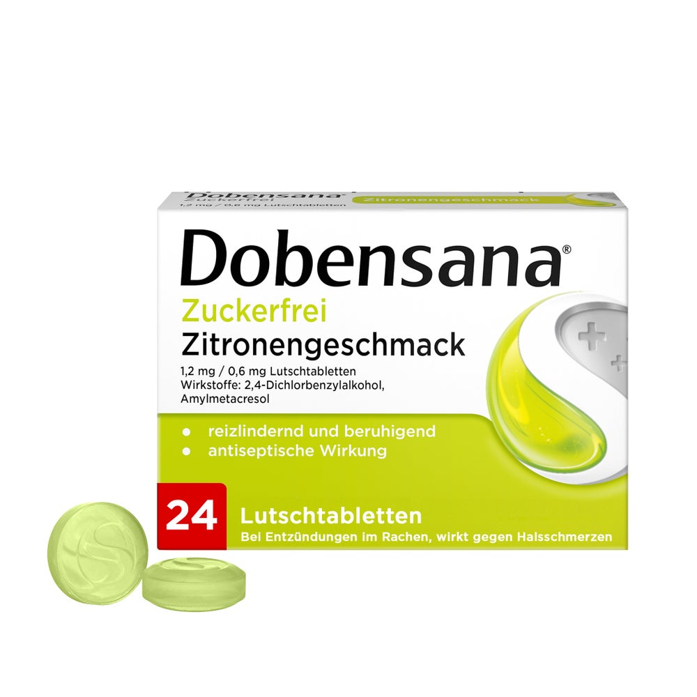 Dobensana Zuckerfrei Zitronengeschmack 1,2 mg & 0,6 mg 24 Lutschtabletten 24 St