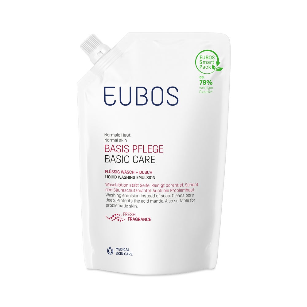 EUBOS Basis Pflege Flüssig Wasch + Dusch, Rot, Nachfüllbeutel 400 ml