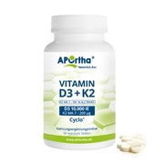Produktabbildung: APOrtha® Vitamin D3 10.000 IE + Natto Vitamin K2 MK-7 Cyclo® 200 µg - vegetarische Tabletten 365 St