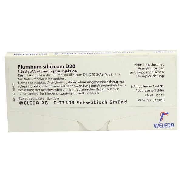 Plumbum Silicicum D 20 Ampullen 8X1 ml