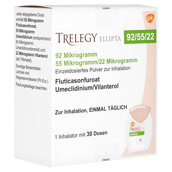 TRELEGY Ellipta 92 µg/55 µg/22 µg ed.P.z.Inh.30ED 1 St