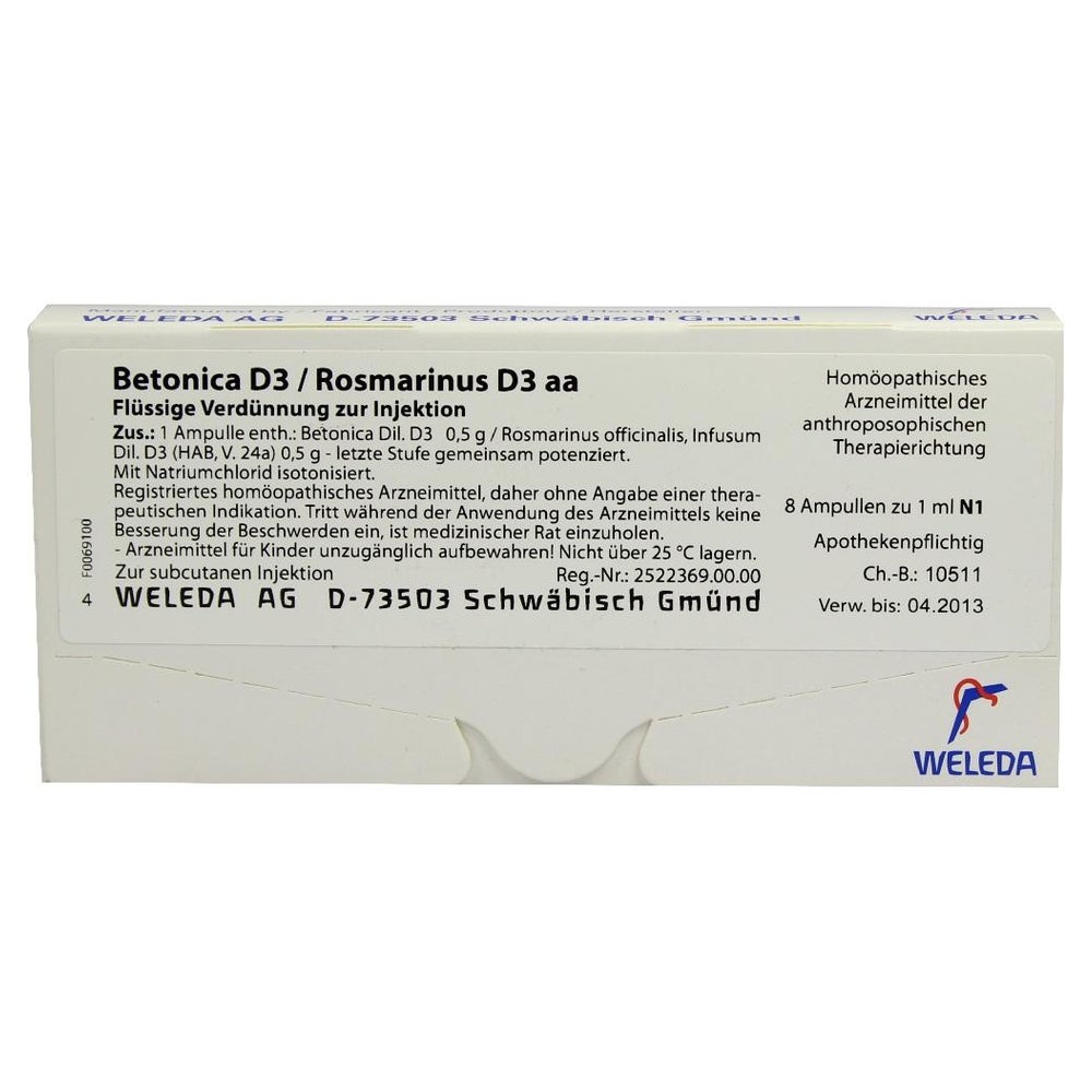 Betonica D 3/rosmarinus D 3 Ampullen 8X1 ml