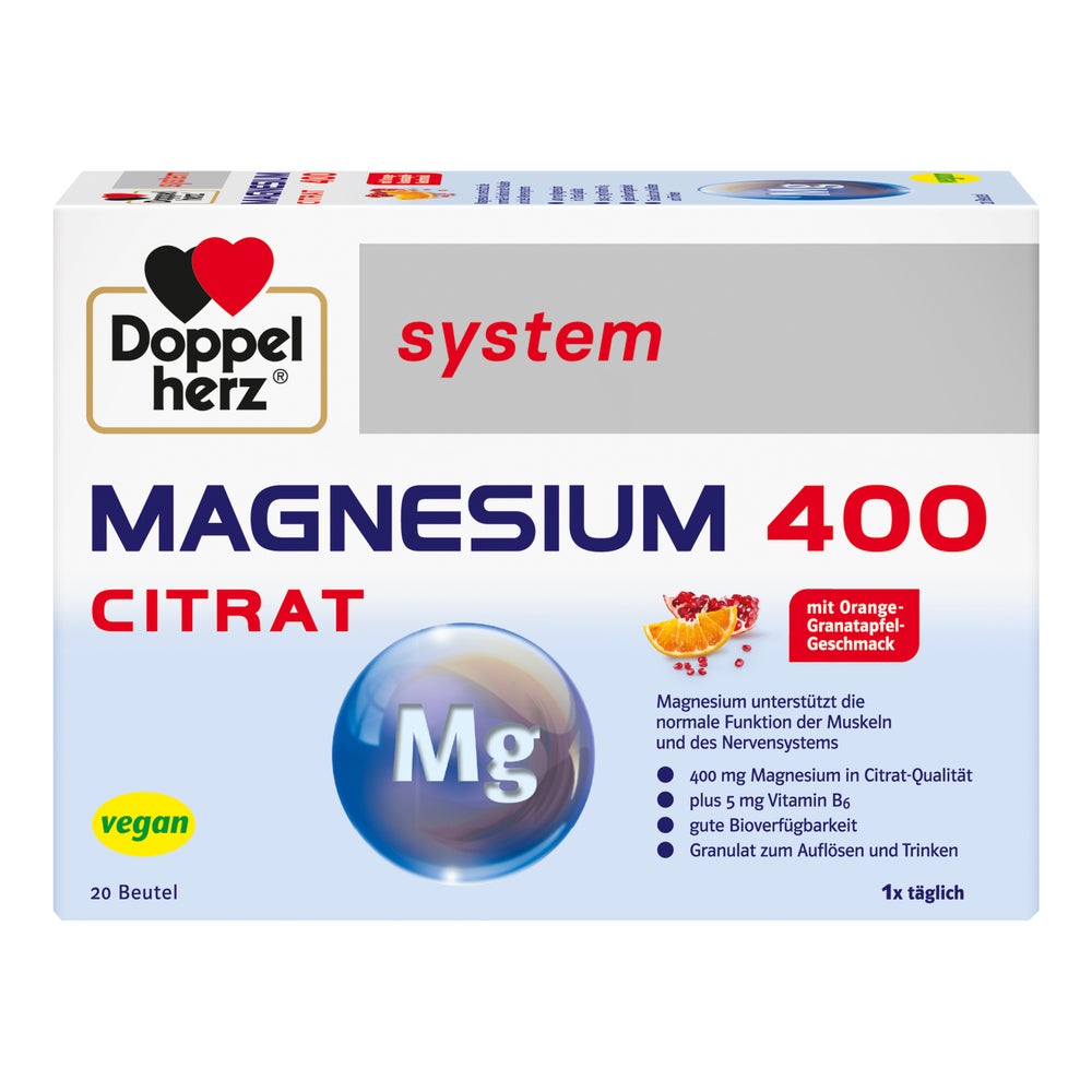 Doppelherz system Magnesium 400 Citrat mit Orange-Granatapfel-Geschmack