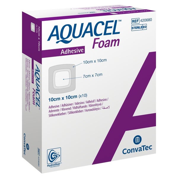 Aquacel Foam Adhäsiv 10x10 cm Verband 10 St