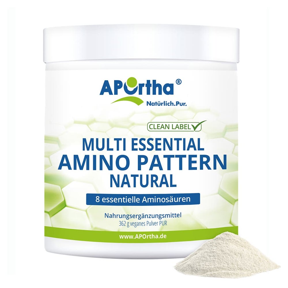 APOrtha® Amino Pattern Pulver PUR - NATURAL - Aminosäuren EAA mit BCAA - veganes Pulver 362 g