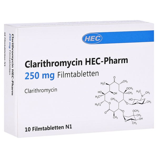 CLARITHROMYCIN HEC-Pharm 250 mg Filmtabletten 10 St, 10 St online  
