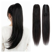 Pferdeschwanz Extensions Echthaar 45cm #1BA Light Natürliche 1 St