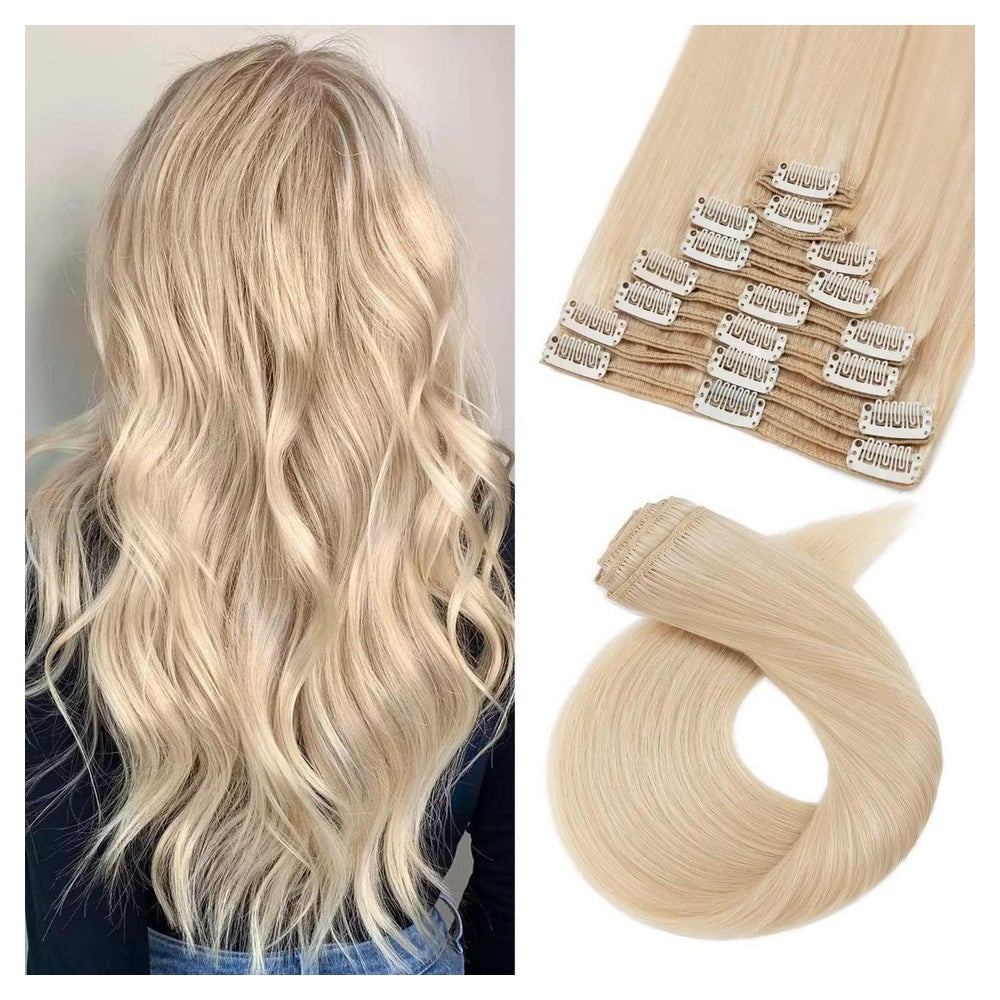 Clip in Extensions Echthaar blond 40 cm Remy 8 40 cm Mittele 1 St