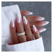 Press On Nails Kurz Almond White French Nagelkleber AL11 1 St