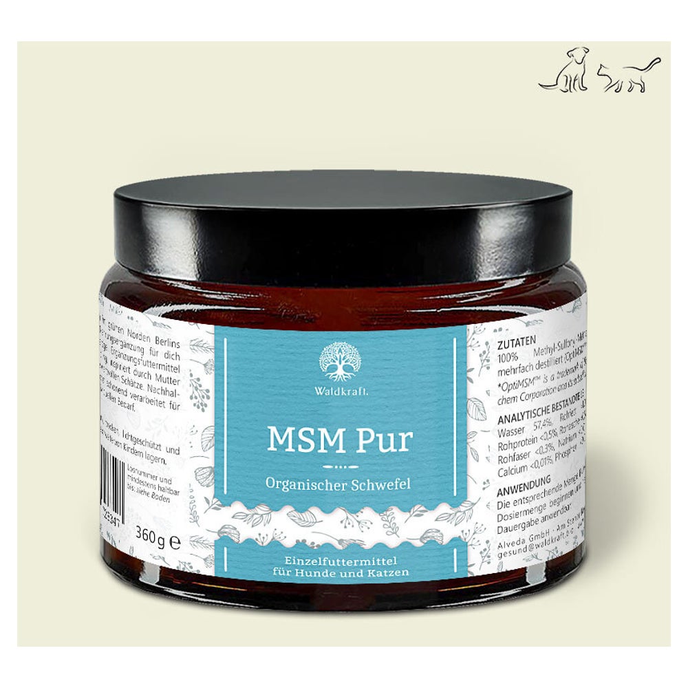 MSM Pur - Organischer Schwefel - OptiMSM® für Hunde und Katzen - Tiegel 360g 360 g