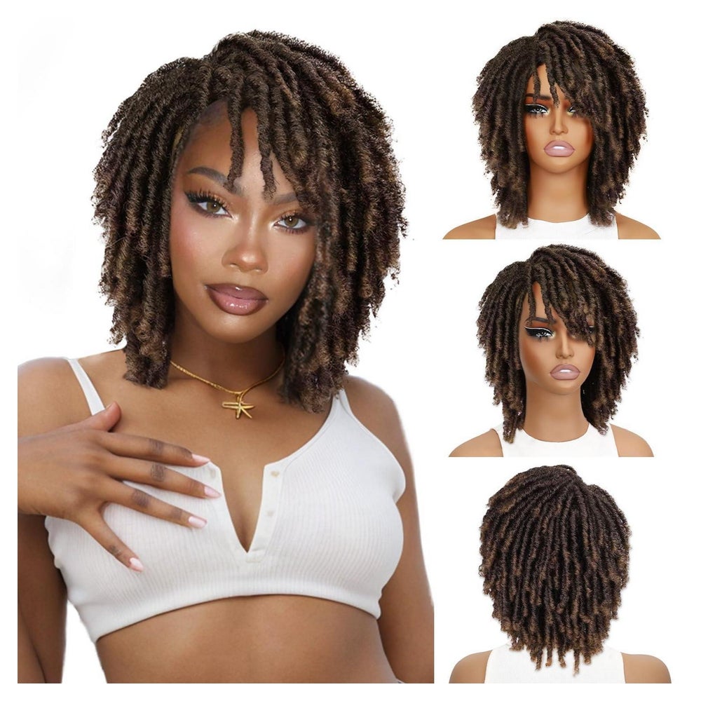 Perücke Dreadlock Afro Kurz Synthetisch Braun 33cm Ombre Bro 1 St