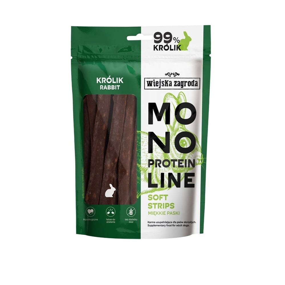 WIEJSKA ZAGRODA Monoproteinowe weiche Streifen für Hunde Kaninchen 0,1 kg