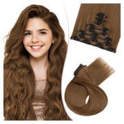 Haarteile ClipIn Extensions 8Stück 130g 18Zoll 45 cm #6 Hell 1 St