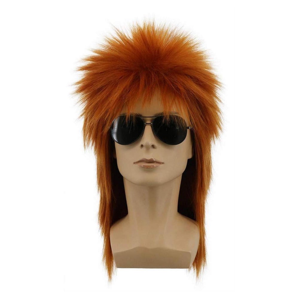 Perücke Mullet Stil Heavy Metal Spiked Rocker 70er 1 St