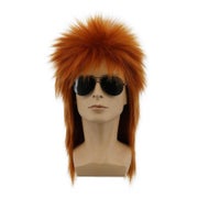 Perücke Mullet Stil Heavy Metal Spiked Rocker 70er 1 St