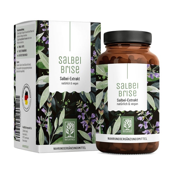 Salbei hochdosiert - 6000 mg Salbei-Extrakt pro Tagesdosis - SALBEIBRISE - 120 vegane Kapseln - NATURTREU® 120 St