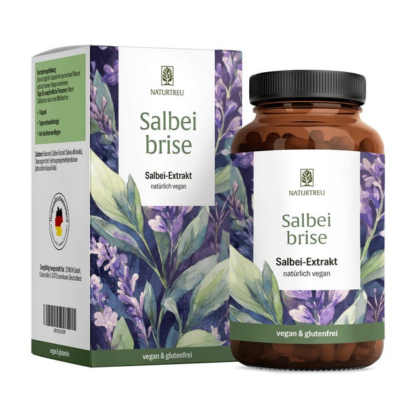 Salbei hochdosiert - 6000 mg Salbei-Extrakt pro Tagesdosis - SALBEIBRISE - 120 vegane Kapseln - NATURTREU® 120 St