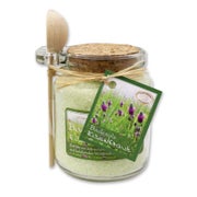 Badesalz Eisenkraut mit Bio Schafmilch Glas mit Holzlöffel 300 g