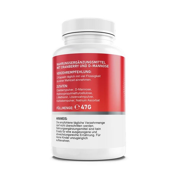 Saint Nutrition® Cranberry Kapseln mit D-Mannose 500mg | mit Reichlich Vitamin C 47 g