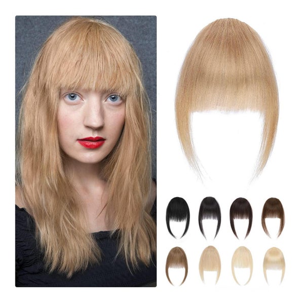 MY-LADY Echthaar Clip in Pony, Dunkelblond, 9g, Gerader Schnitt