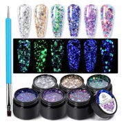 Gellack UV Glitzer leuchtend 6 Farben mit Stiftpinsel Manikü 1 St