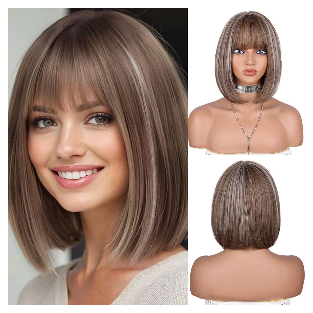 Perücke Bob Pony kurz blond Damen synthetisch Ombre Blond 1 St