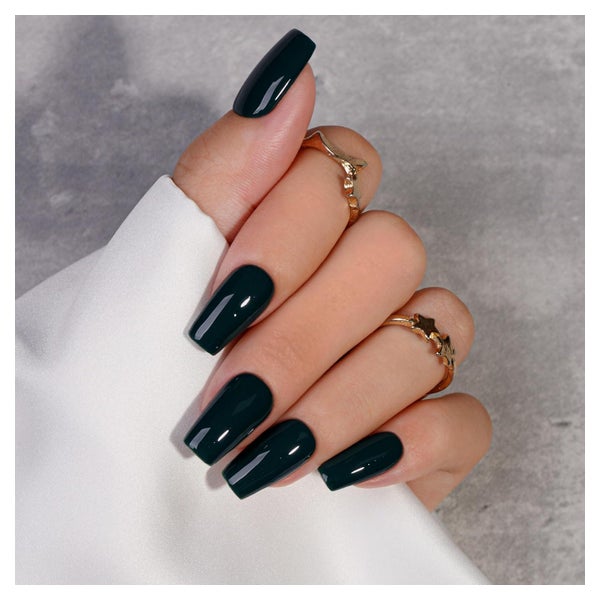 Künstliche Nägel Press On Gel Eckig Lang Set 24 Schwarz 1 St