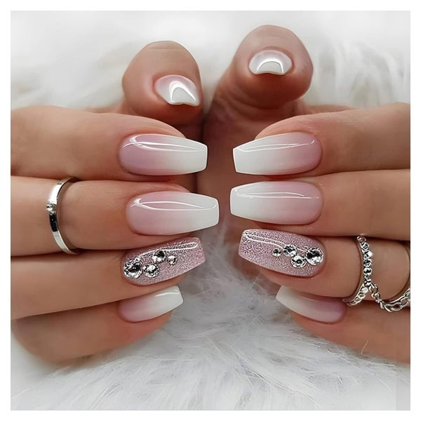 Künstlicher Nagel 24er Shiny Pink Press-On Ballerina mit Ste 1 St