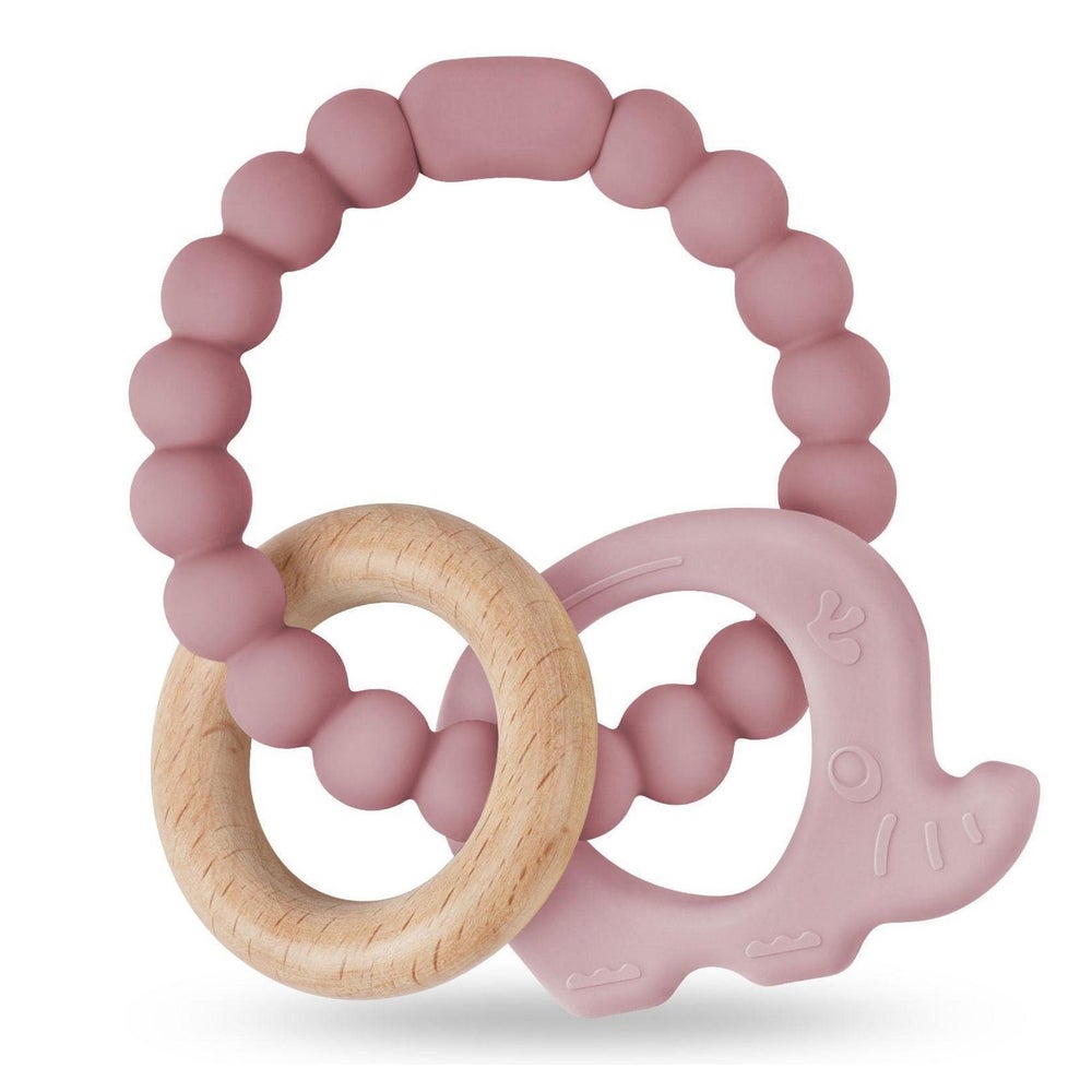Beißring für Babys aus Silikon und Holz BPA frei 1 St