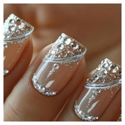 Falsche Nägel 24 Kurz Eckig Nude Pink French Ballerina Glitz 1 St
