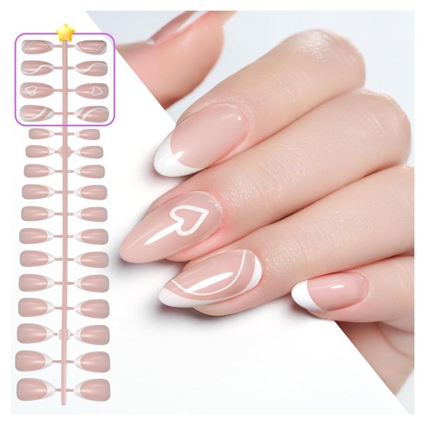 Nägel Press On Gel Full Cover Mandel X French 160pcs A 1 St