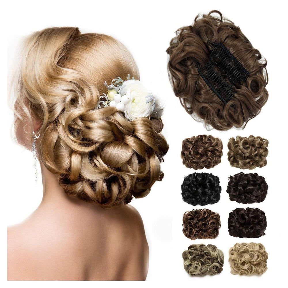 Haarteil Dutt Scrunchie Updo hellbraun Kämme Damen Hellbraun 1 St